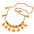 Statement Long Sea Shell, Crystal and Acrylic Bead with Multi Cotton Tassel Necklace (Orange/ Gold) - 96cm L - view 3