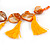 Statement Long Sea Shell, Crystal and Acrylic Bead with Multi Cotton Tassel Necklace (Orange/ Gold) - 96cm L - view 5