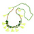 Statement Long Sea Shell, Crystal and Acrylic Bead with Multi Cotton Tassel Necklace (Green/ Neon Green/ Gold) - 96cm L - view 3