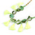 Statement Long Sea Shell, Crystal and Acrylic Bead with Multi Cotton Tassel Necklace (Green/ Neon Green/ Gold) - 96cm L - view 4