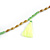 Statement Long Sea Shell, Crystal and Acrylic Bead with Multi Cotton Tassel Necklace (Green/ Neon Green/ Gold) - 96cm L - view 5