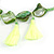 Statement Long Sea Shell, Crystal and Acrylic Bead with Multi Cotton Tassel Necklace (Green/ Neon Green/ Gold) - 96cm L - view 6