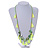 Statement Long Sea Shell, Crystal and Acrylic Bead with Multi Cotton Tassel Necklace (Green/ Neon Green/ Gold) - 96cm L - view 2
