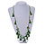 Statement Long Sea Shell, Crystal and Acrylic Bead with Multi Cotton Tassel Necklace (Green/ Gold) - 96cm L - view 2