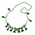 Statement Long Sea Shell, Crystal and Acrylic Bead with Multi Cotton Tassel Necklace (Green/ Gold) - 96cm L - view 3