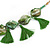 Statement Long Sea Shell, Crystal and Acrylic Bead with Multi Cotton Tassel Necklace (Green/ Gold) - 96cm L - view 5