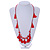 Statement Long Sea Shell, Crystal and Acrylic Bead with Multi Cotton Tassel Necklace (Red/ Gold) - 96cm L - view 2