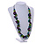 Statement Button Wood Bead Black Cord Necklace (Purple/ Teal/ Lime Green) - 84cm L - view 2