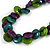 Statement Button Wood Bead Black Cord Necklace (Purple/ Teal/ Lime Green) - 84cm L - view 4