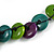 Statement Button Wood Bead Black Cord Necklace (Purple/ Teal/ Lime Green) - 84cm L - view 5
