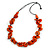 Statement Button Wood Bead Black Cord Necklace (Orange) - 84cm L - view 3
