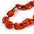 Statement Button Wood Bead Black Cord Necklace (Orange) - 84cm L - view 4