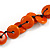 Statement Button Wood Bead Black Cord Necklace (Orange) - 84cm L - view 5