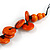 Statement Button Wood Bead Black Cord Necklace (Orange) - 84cm L - view 6