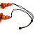 Statement Button Wood Bead Black Cord Necklace (Orange) - 84cm L - view 7