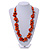Statement Button Wood Bead Black Cord Necklace (Orange) - 84cm L - view 2