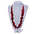 Statement Button Wood Bead Black Cord Necklace (Red) - 84cm L - view 2