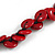 Statement Button Wood Bead Black Cord Necklace (Red) - 84cm L - view 4