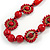 Unique Red Wood Bead Black Cord Necklace - 60cm L - view 4