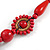 Unique Red Wood Bead Black Cord Necklace - 60cm L - view 5