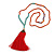 Ethnic Long Beaded Red Silk Tassel Necklace - 88cm Long/ 10cm Tassel - view 3