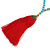 Ethnic Long Beaded Red Silk Tassel Necklace - 88cm Long/ 10cm Tassel - view 4