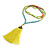 Ethnic Long Beaded Lime Green Silk Tassel Necklace - 88cm Long/ 10cm Tassel - view 7