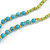 Ethnic Long Beaded Lime Green Silk Tassel Necklace - 88cm Long/ 10cm Tassel - view 3