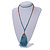 Ethnic Long Beaded Light Blue Silk Tassel Necklace - 88cm Long/ 10cm Tassel - view 2