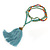 Ethnic Long Beaded Light Blue Silk Tassel Necklace - 88cm Long/ 10cm Tassel - view 4