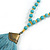Ethnic Long Beaded Light Blue Silk Tassel Necklace - 88cm Long/ 10cm Tassel - view 6