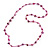 Classic Magenta Glass Bead, Sea Shell Nugget Long Necklace - 100cm Long - view 3