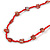 Classic Red Glass Bead, Sea Shell Nugget Long Necklace - 102cm Long - view 4