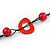 Cherry Red/ Brick Red Round and Oval Wooden Bead Cotton Cord Necklace - 84cm Long - view 4