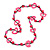 Neon Pink/ Deep Pink Round and Oval Wooden Bead Cotton Cord Necklace - 80cm Long - view 3