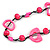 Neon Pink/ Deep Pink Round and Oval Wooden Bead Cotton Cord Necklace - 80cm Long - view 4