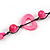 Neon Pink/ Deep Pink Round and Oval Wooden Bead Cotton Cord Necklace - 80cm Long - view 5