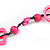 Neon Pink/ Deep Pink Round and Oval Wooden Bead Cotton Cord Necklace - 80cm Long - view 6