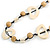 Off White/ Natural Round and Oval Wooden Bead Cotton Cord Necklace - 84cm Long - view 4