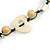 Off White/ Natural Round and Oval Wooden Bead Cotton Cord Necklace - 84cm Long - view 5