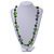 Lime Green Round and Oval Wooden Bead Cotton Cord Necklace - 84cm Long - view 2