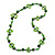 Lime Green Round and Oval Wooden Bead Cotton Cord Necklace - 84cm Long