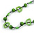 Lime Green Round and Oval Wooden Bead Cotton Cord Necklace - 84cm Long - view 4