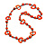 Orange Round and Oval Wooden Bead Cotton Cord Necklace - 80cm Long - view 3