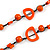 Orange Round and Oval Wooden Bead Cotton Cord Necklace - 80cm Long - view 4