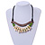 Statement Sea Shell, Lime Green/ Brown Wood Bead Black Cotton Cord Necklace - 42cm L (Min)/ Adjustable - view 2