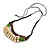 Statement Sea Shell, Lime Green/ Brown Wood Bead Black Cotton Cord Necklace - 42cm L (Min)/ Adjustable - view 4