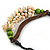Statement Sea Shell, Lime Green/ Brown Wood Bead Black Cotton Cord Necklace - 42cm L (Min)/ Adjustable - view 5
