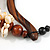 Statement Sea Shell, Brown Wood Bead Black Cotton Cord Necklace - 42cm L (Min)/ Adjustable - view 5