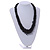 Chunky Black Glass Bead and Semiprecious Necklace - 56cm Long - view 2